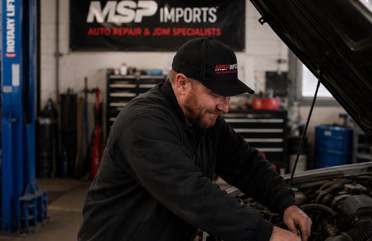 MSP Imports mechanic inspecting a vehicle